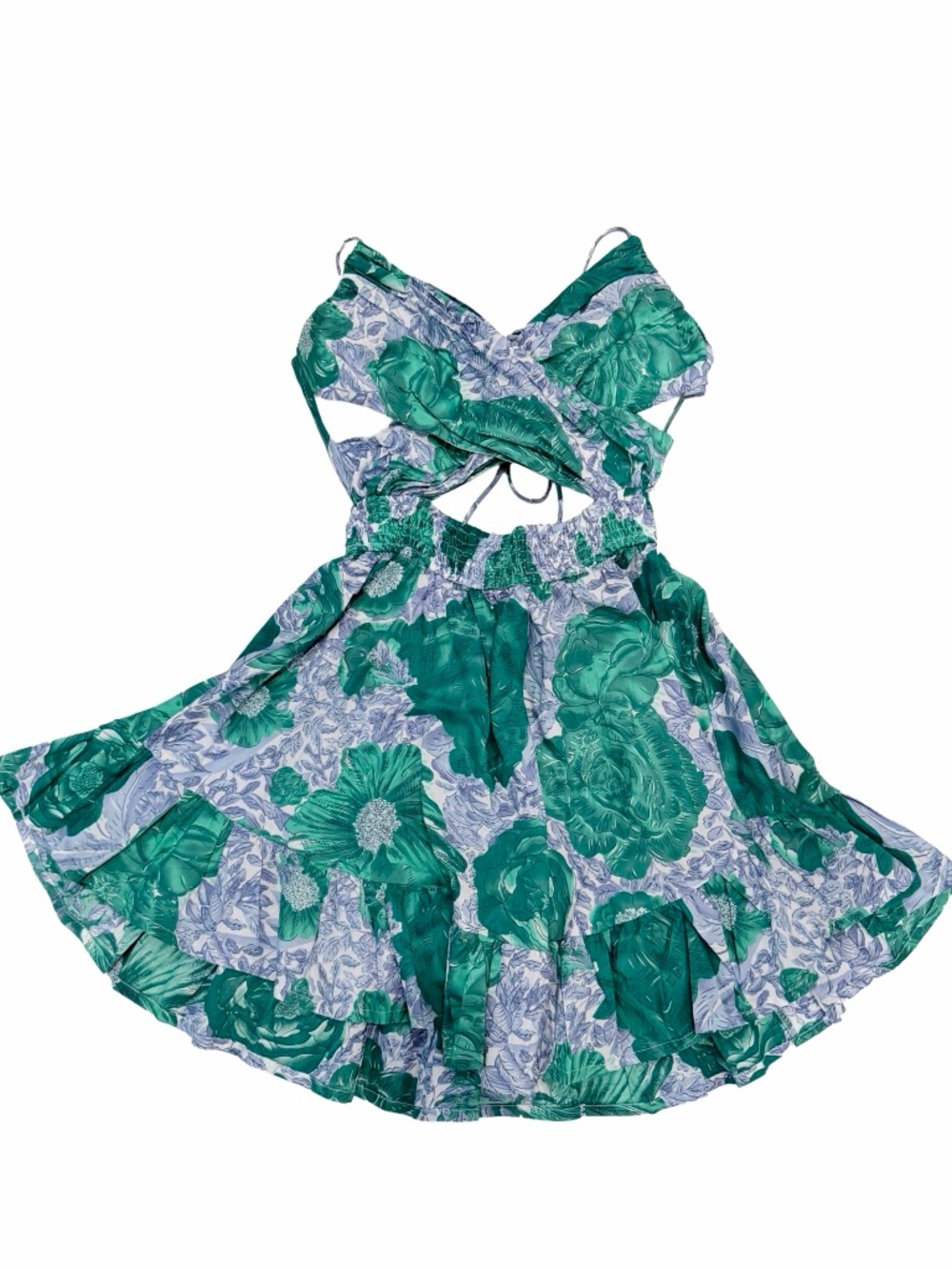 Angel Biba Green and Blue Floral Mini Dress